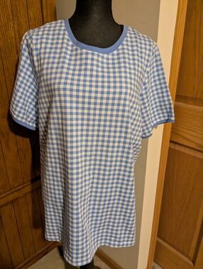 DENIM & CO Periwinkle Blue Gingham Cotton Shirt, Sz 1X, NWOT!!!